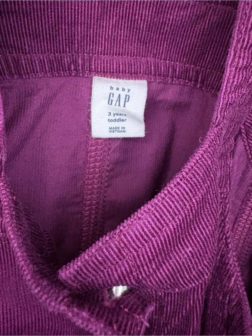 Gap Toddler Girls Purple Corduroy Button-Front Pinafore Dress